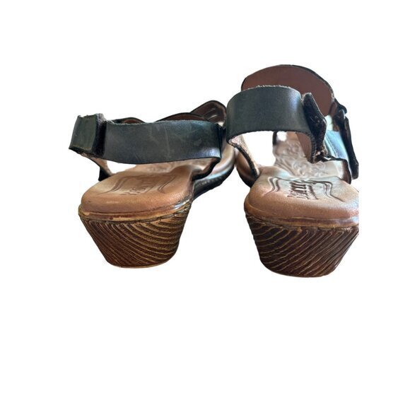 Born Karis Blue Leather Thong Wedge Shoe Sandals Size 8 Wedge D60504‎ - Picture 3 of 12